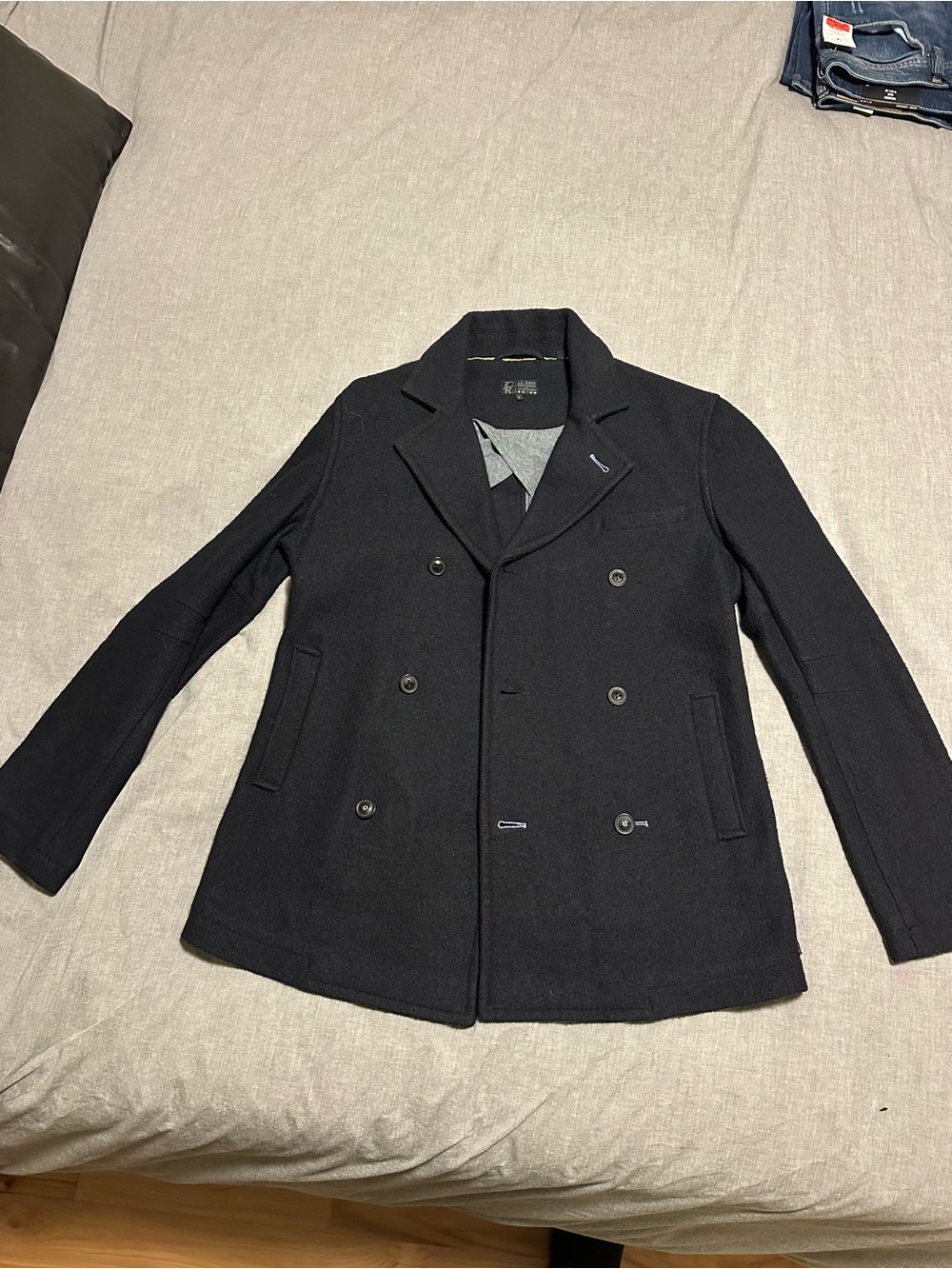 Men's Double-Breasted Wool Peacoat - Navy